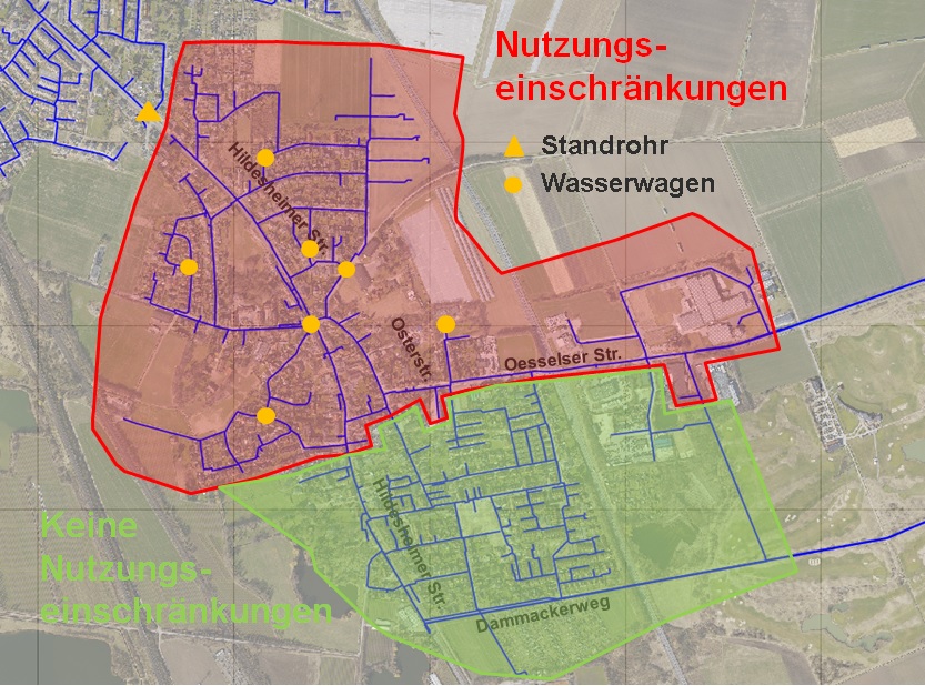 auf der Karte von Gleidingen sind die Standorte für Notversorgung mit Trinkwasser eingezeichnet