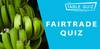 Titelbild Fairtrade Quiz Laatzen, Bananenstaude, blauer Hintergrund, Titel