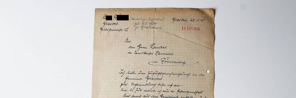 Brief handgeschrieben aus dem Archiv der Stadt Laatzen.