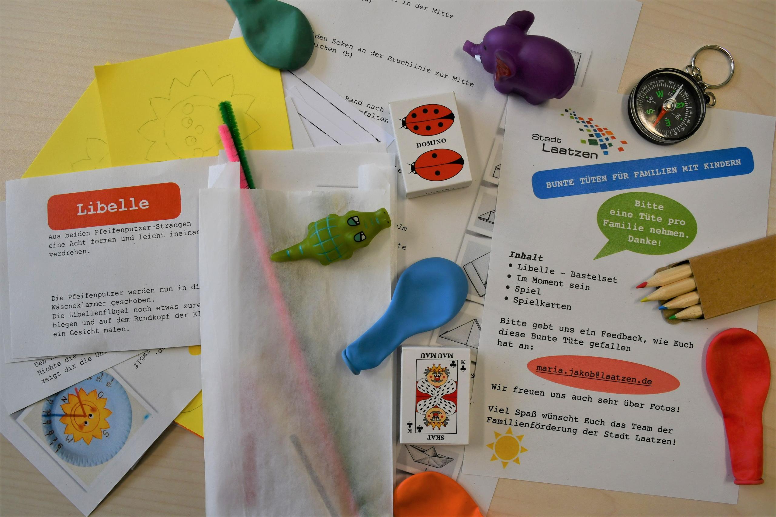 Beispiele aus den Bunten Tüten ©Stadt Laatzen Spielzeug und Bastelanleitungen aus der Bunten Tüte