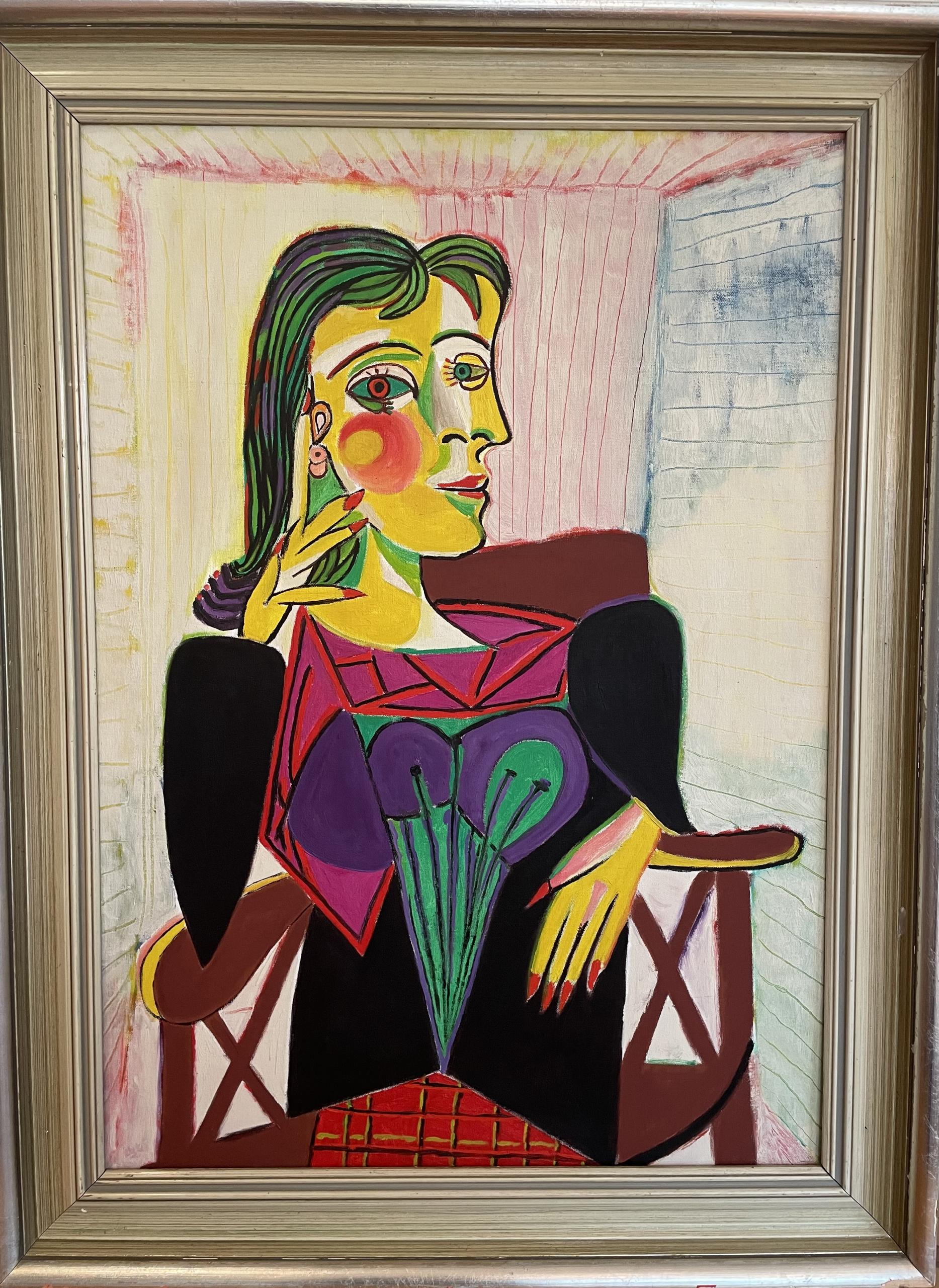 Kubistisches und surrealistisches Portrait einer Frau.