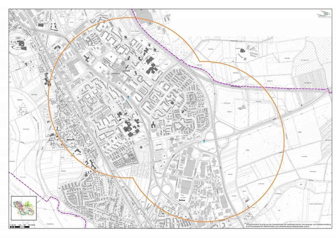 Plan mit Markierungen der zu evakuierenden Gebieten © Stadt Laatzen