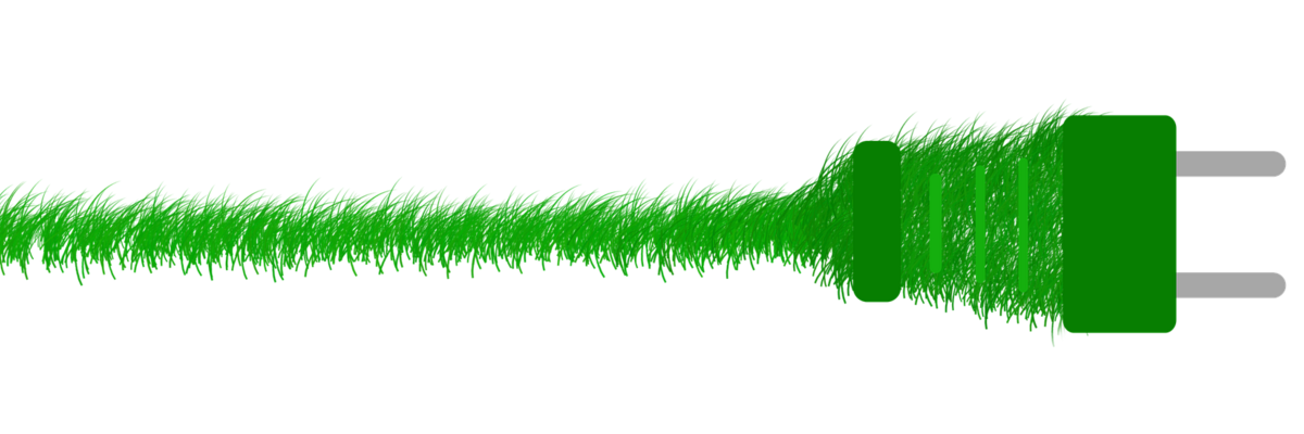 Ein grünes Elektrokabel mit einem grünen Elektrostecker. Das Bild ist gezeichnet.