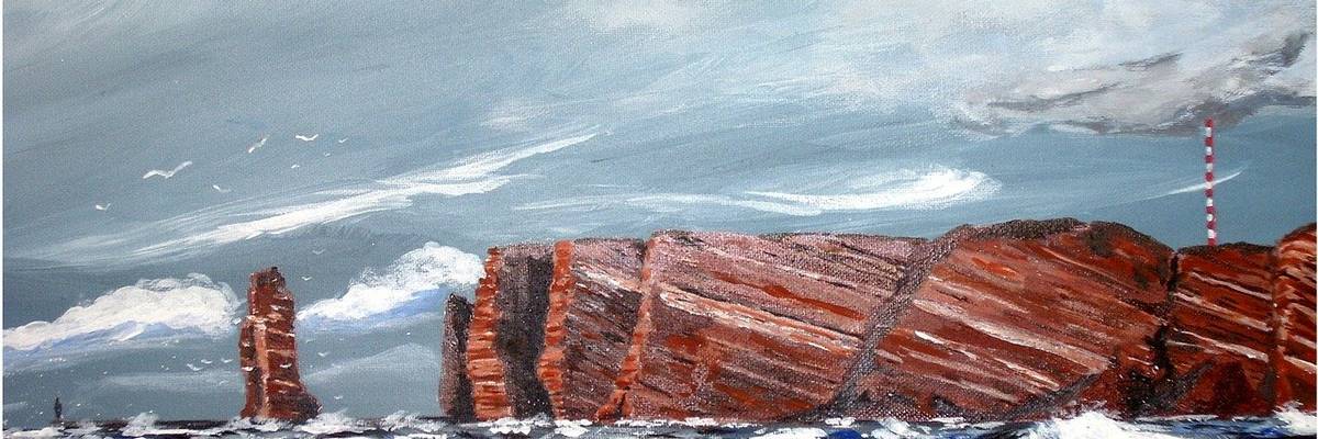 gezeichnetes Bild der Insel Helgoland