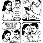 „Red Flag – Bleib auf Augenhöhe“ © Stadt Laatzen Comic über Eifersucht