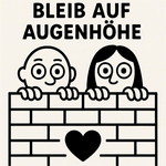 „Red Flag – Bleib auf Augenhöhe“ © Stadt Laatzen Comic von zwei Personen, die über eine Mauer gucken