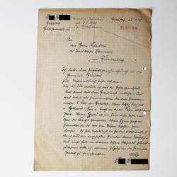 Handgeschriebener Brief aus dem Stadtarchiv.