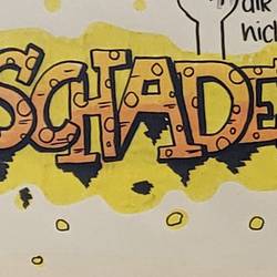 Eine Schriftart ist zu sehen. Das Wort Schade ist mit einer Graffiti- Schrift geschrieben.