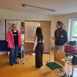 In Kleingruppen wurden Fallbeispiele besprochen. Die Ergebnisse wurden auf einem Flipchart festgehalten und der Gruppe präsentiert.