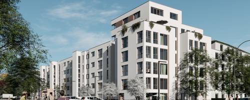 Grafische Ansicht des Wohnungs-Neubaus aus Sicht der Erich-Panitz-Straße