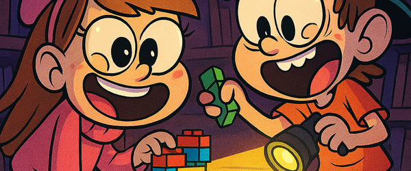 Zwei Kinder bauen mit Legosteinen